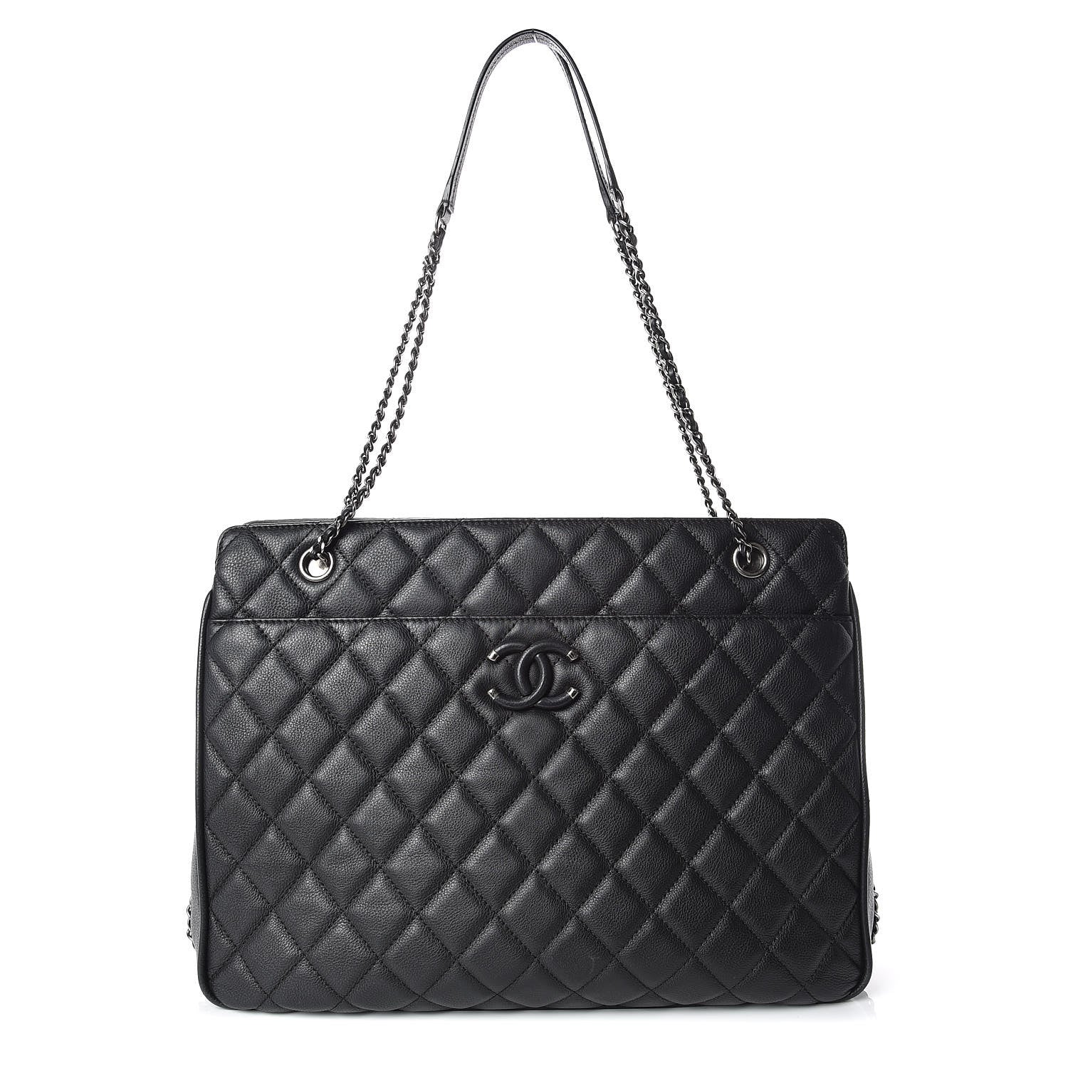 Chanel Calfskin Quilted Frame In Chain Tote Black 1 of 10