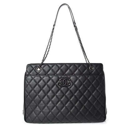 Chanel Calfskin Quilted Frame In Chain Tote Black 1 of 10