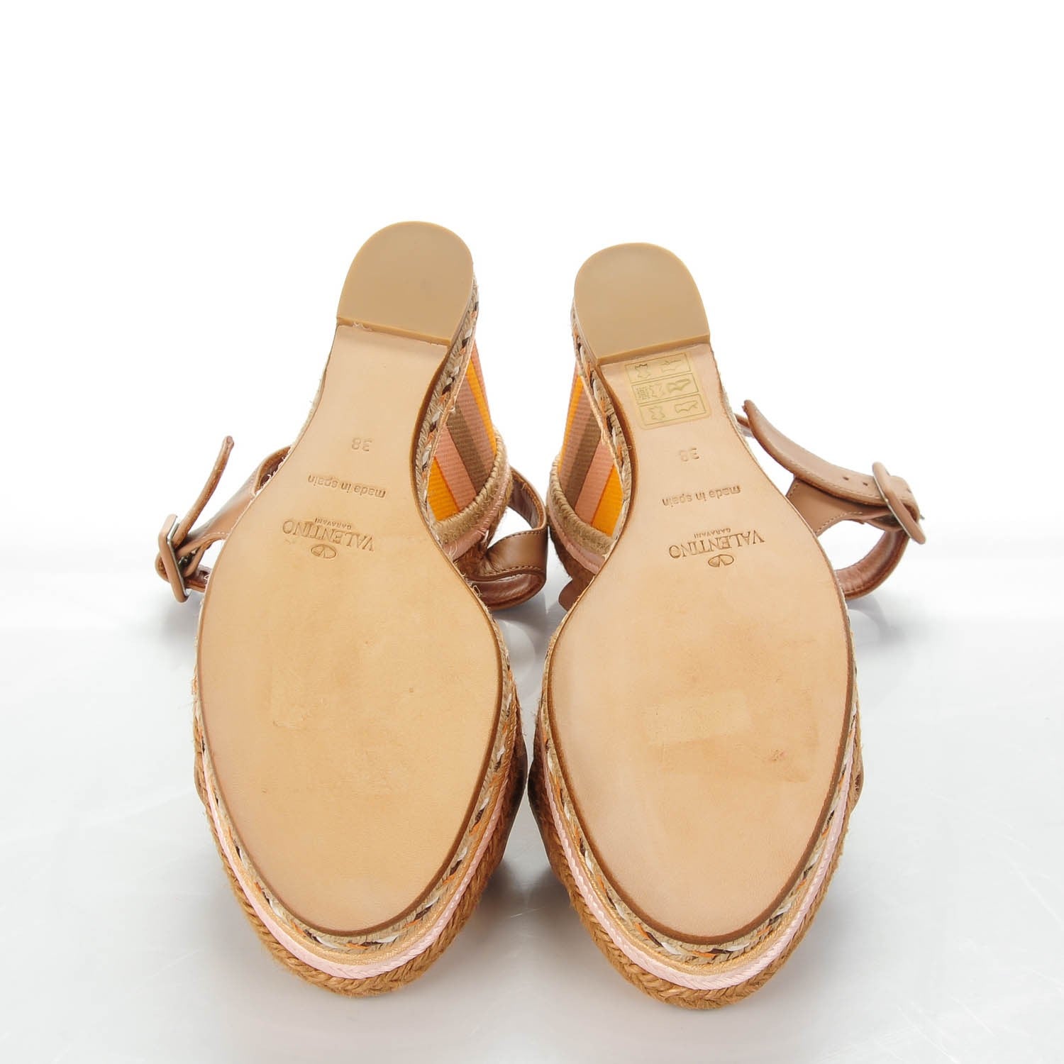 Valentino Garavani Calfskin Canvas Native Couture 1975 Espadrille Wedge Sandals 38 5 of 7