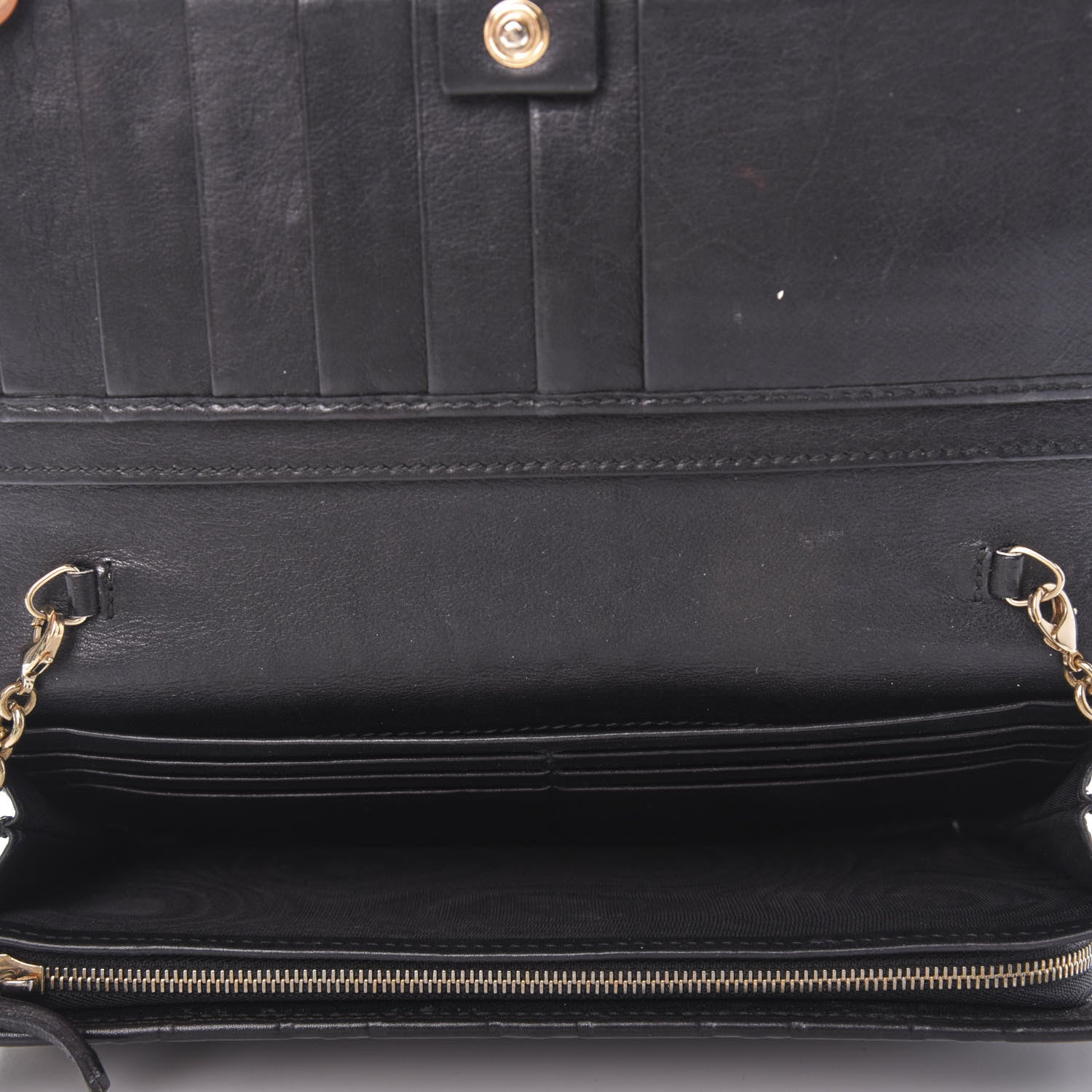 Gucci Guccissima Margaux Calfskin Metal Bar Chain Wallet Black 5 of 8