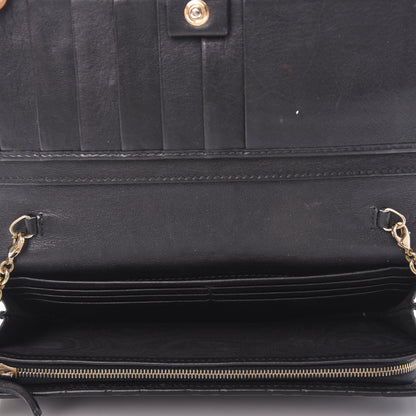 Gucci Guccissima Margaux Calfskin Metal Bar Chain Wallet Black 5 of 8
