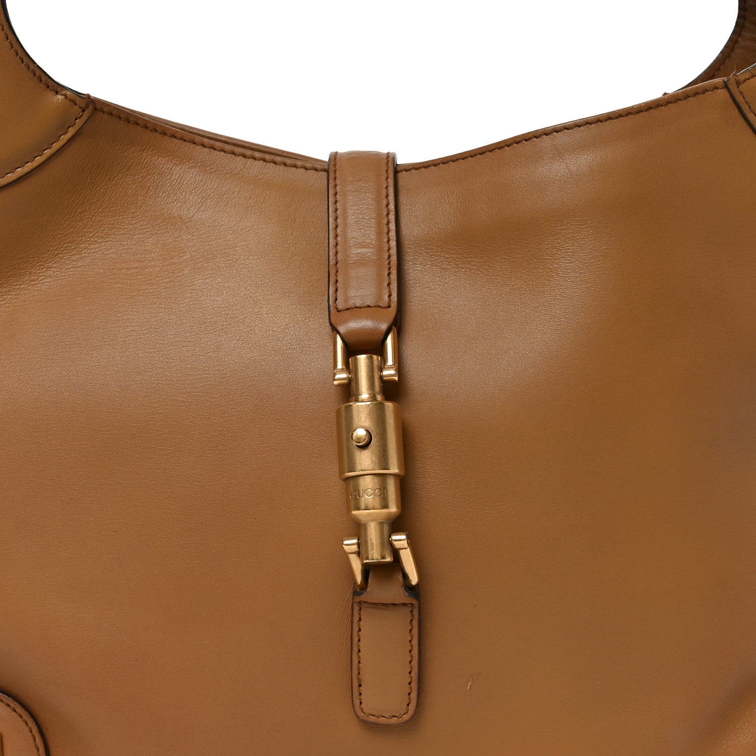 Gucci Calfskin Piston Lock Jackie O Hobo Tan 8 of 10