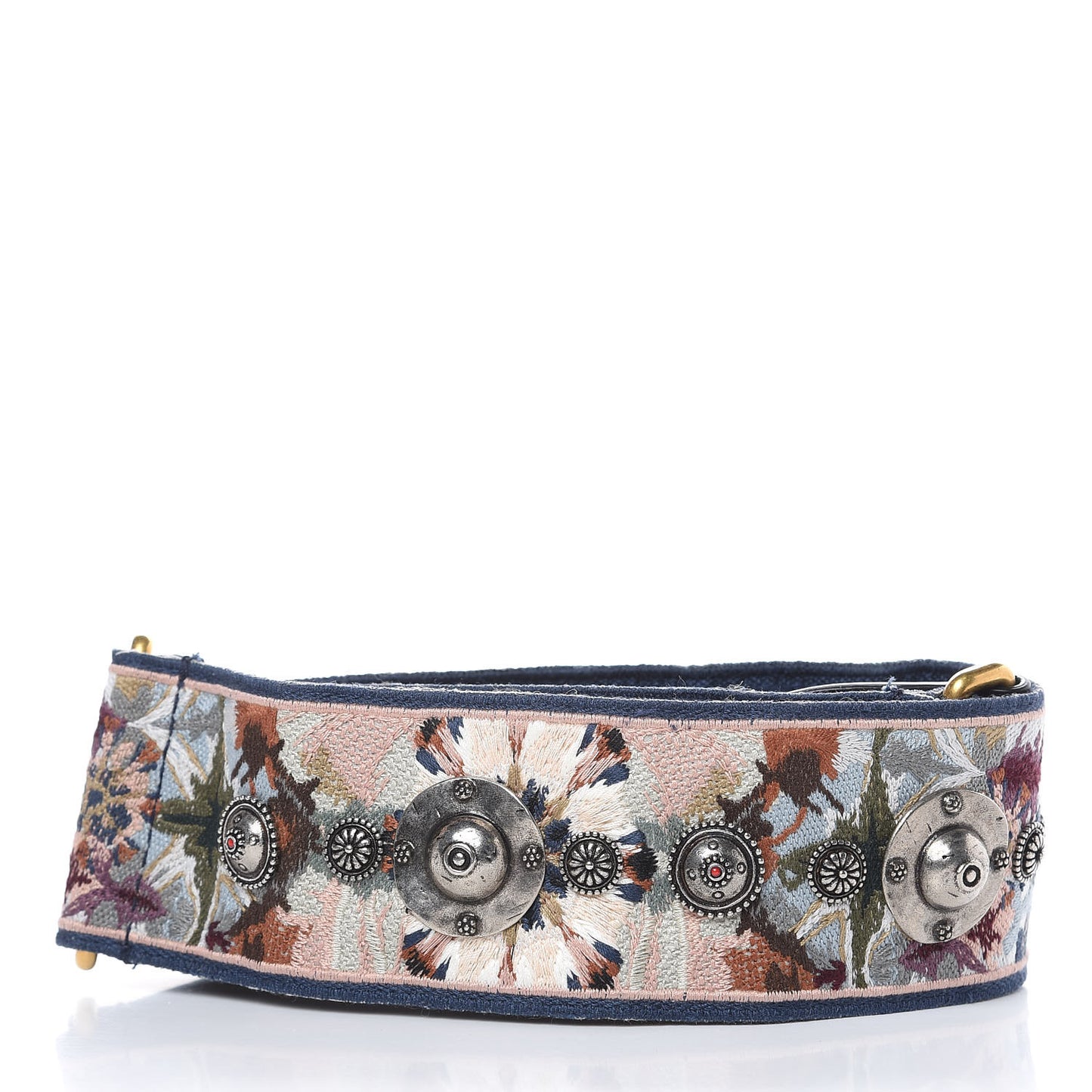 Canvas Embroidered Studded KaleiDiorscopic Shoulder Strap Multicolor