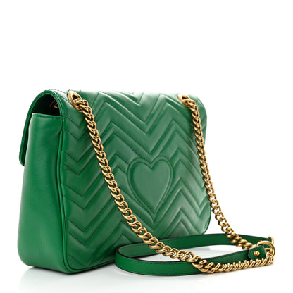 Gucci Calfskin Matelasse Medium GG Marmont Shoulder Bag Emerald Green 3 of 10
