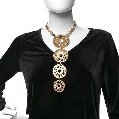Chanel Crystal Pearl Papyrus Long Necklace Gold 2 of 5