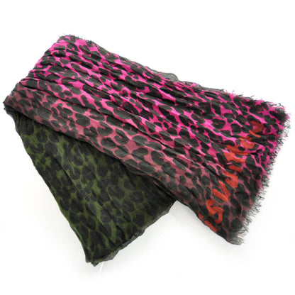 Louis Vuitton Cashmere Silk Leopard Blurry Leo Stole Kaki 1 of 7