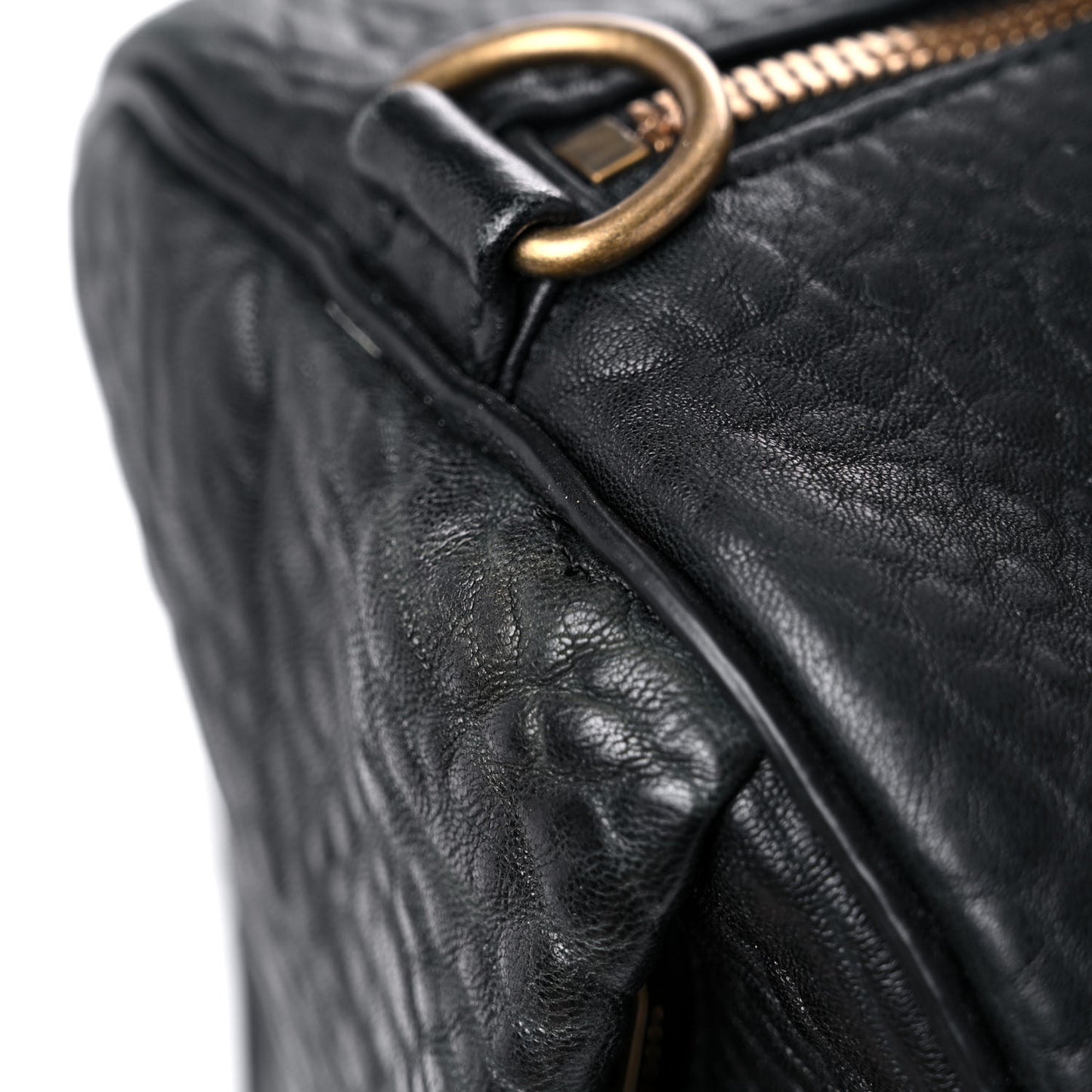 Pebbled Lambskin Rocco Black Antique Brass Hardware