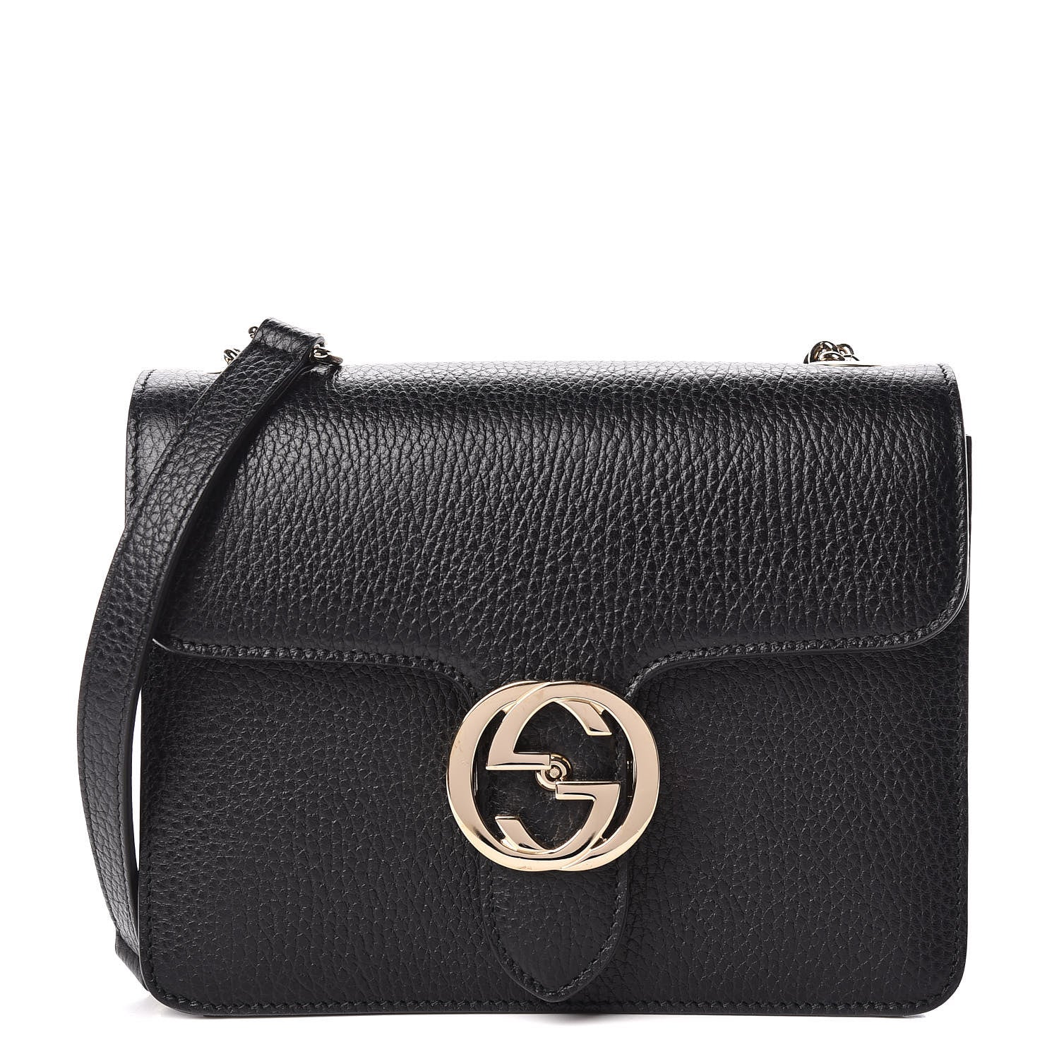 Gucci Dollar Calfskin Small Interlocking G Shoulder Bag Black 1 of 9