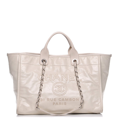 Chanel Glazed Calfskin Large Deauville Tote Ivory 1 of 13