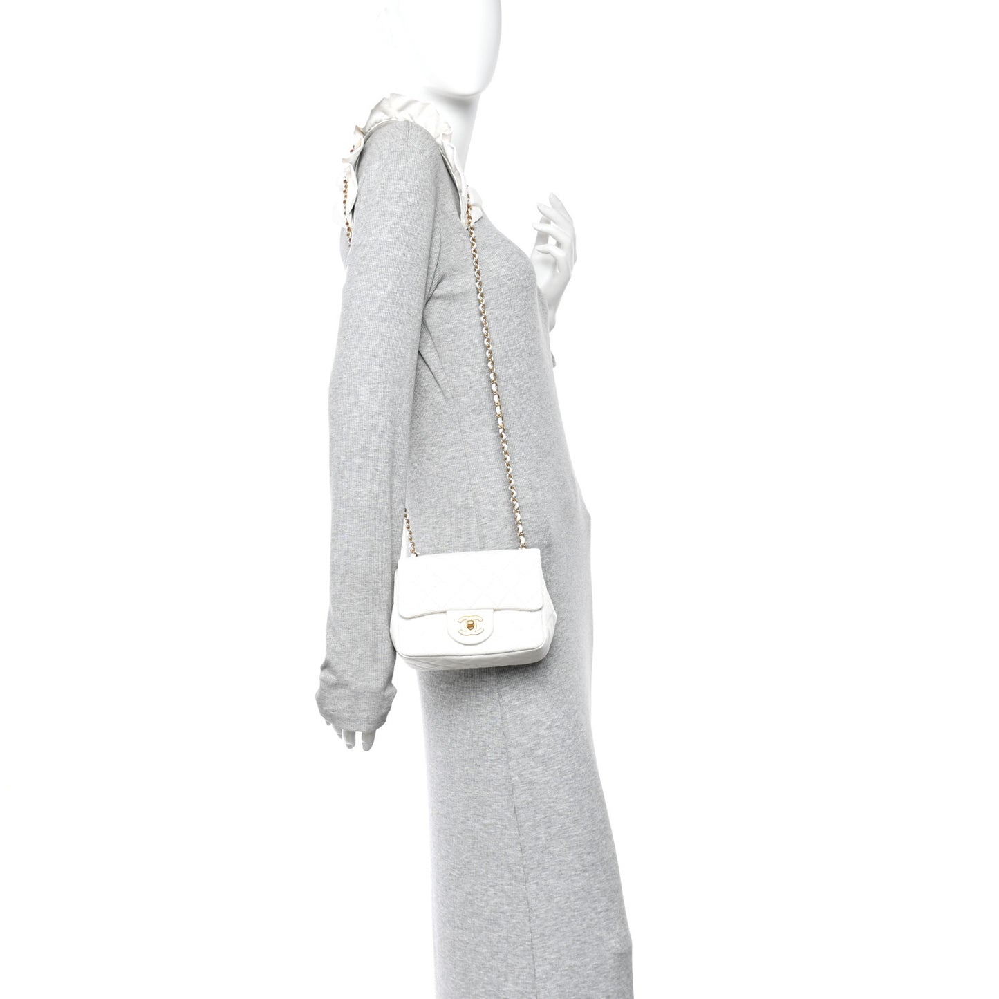 Lambskin Quilted Mini Romance Square Flap White
