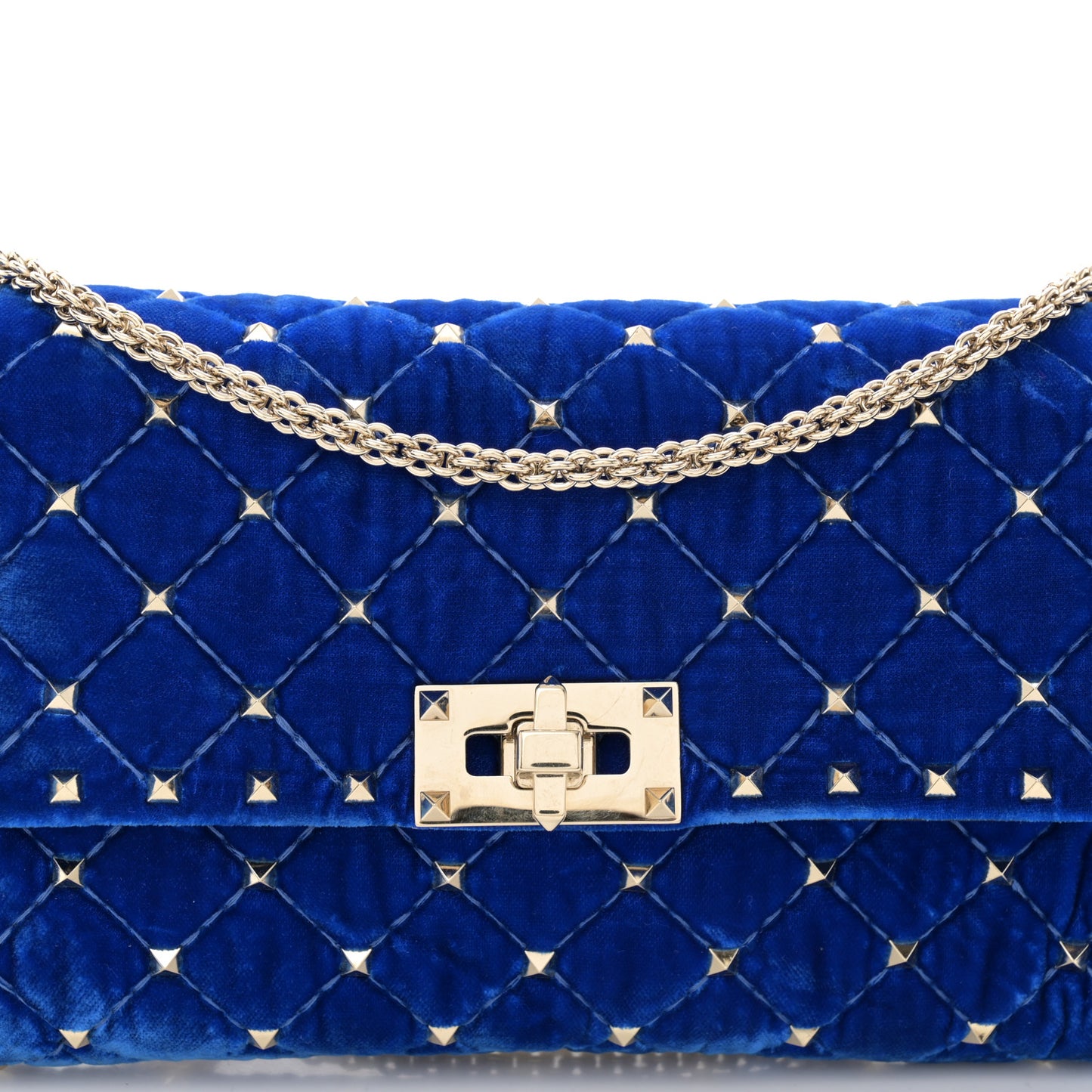 Velvet Rockstud Spike Wallet on Chain Acid Blue