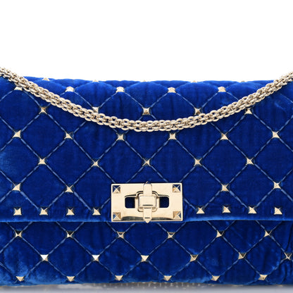 Valentino Garavani Velvet Rockstud Spike Wallet on Chain Acid Blue 7 of 9