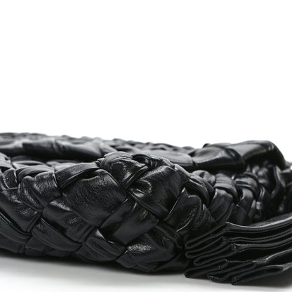 Bottega Veneta Calfskin Foulard Intreccio Kalimero Città Shoulder Bag Black 8 of 9