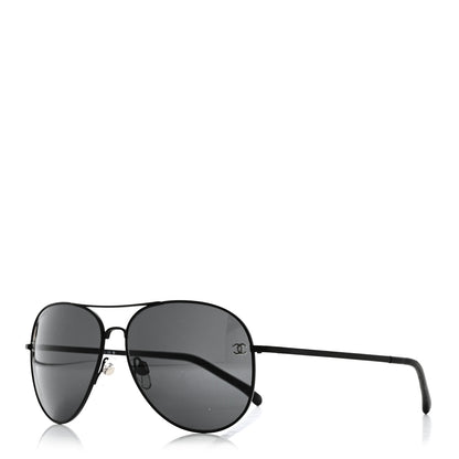 Chanel Aviator CC Sunglasses 4189-T-Q Black 1 of 7