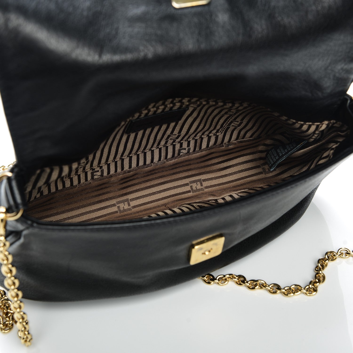 Fendi Vitello Flamingo Fendista Pouchette Crossbody Black 5 of 6