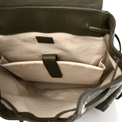 Gucci Piuma Calfskin Jumbo GG Embossed Double Buckle Backpack Dark Vintage Olive 5 of 10