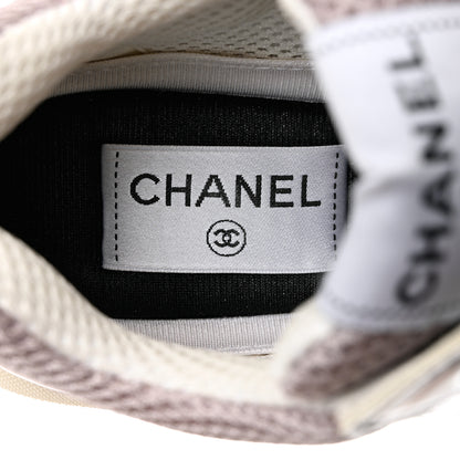 Chanel Fabric Laminated Calfskin Stretch CC Sneakers 37 Pink Silver 6 of 11