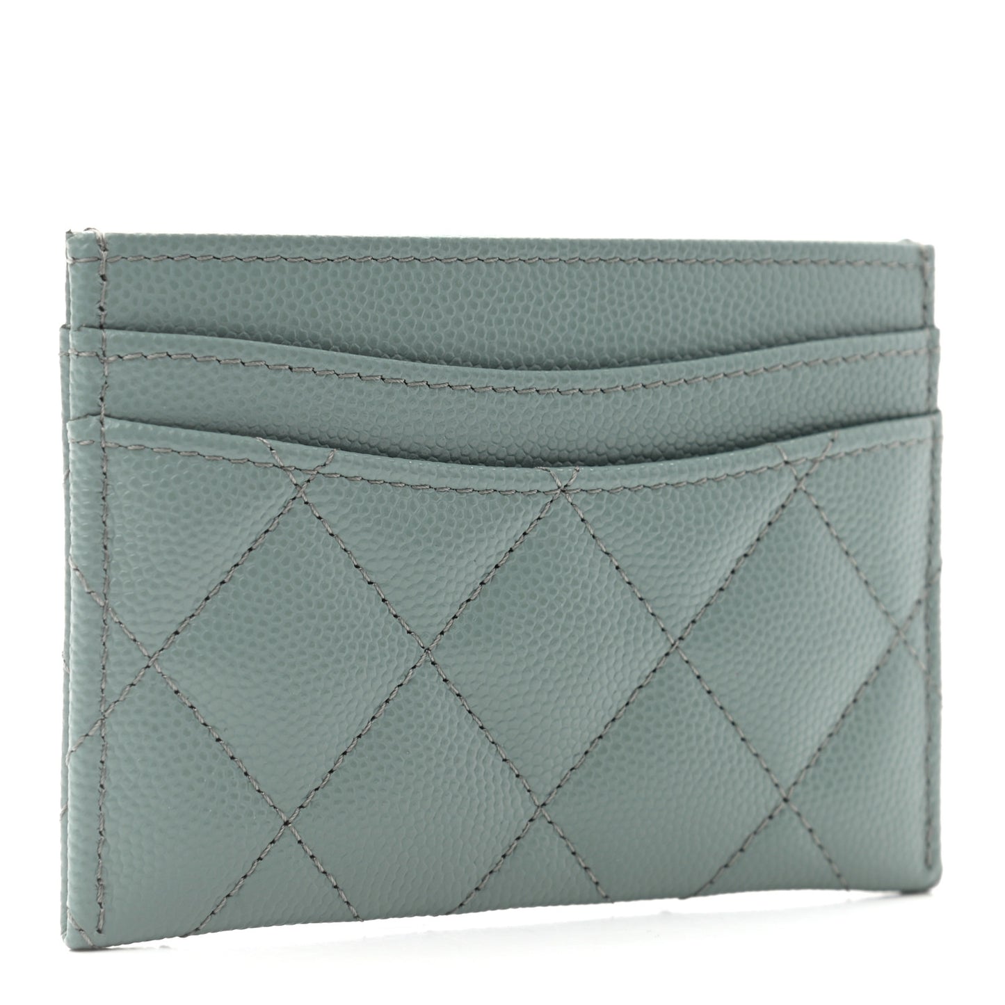Caviar Quilted Card Holder Dark Green