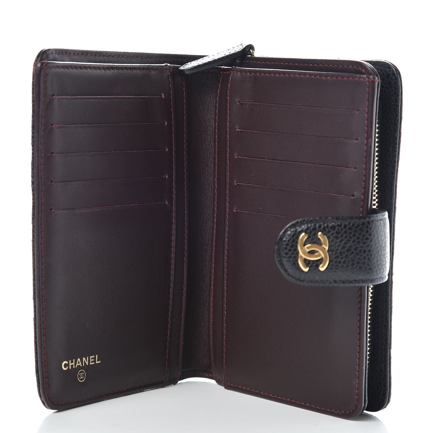Caviar Quilted Zipped Pocket Wallet Black