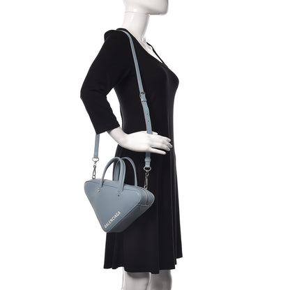 Balenciaga Shiny Day Calfskin Logo XS Triangle Duffle Grey Blue White 2 of 11