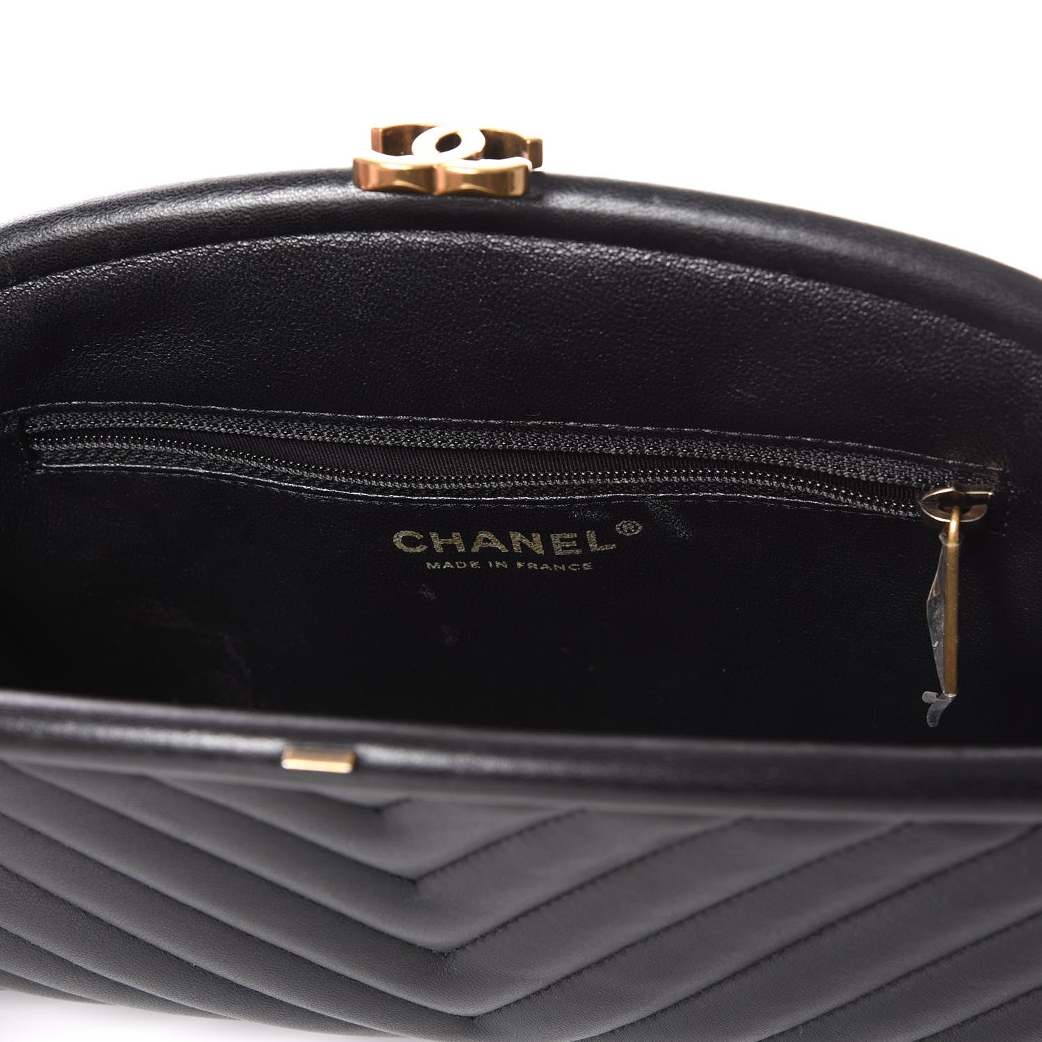 Chanel Lambskin Chevron Quilted Timeless Clutch Black 8 of 10