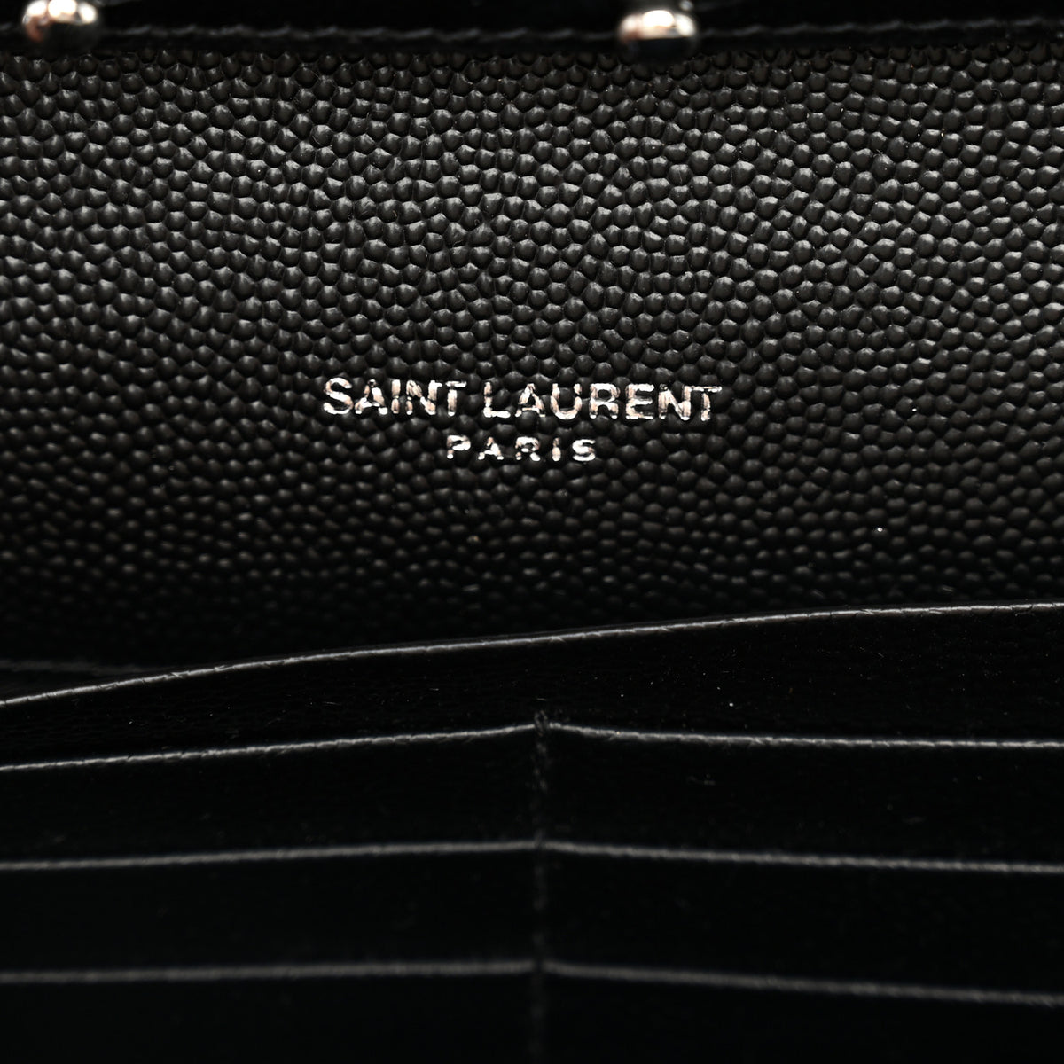 Saint Laurent Grain De Poudre Mixed Matelasse Triquilt Monogram Chain Wallet Black 6 of 10
