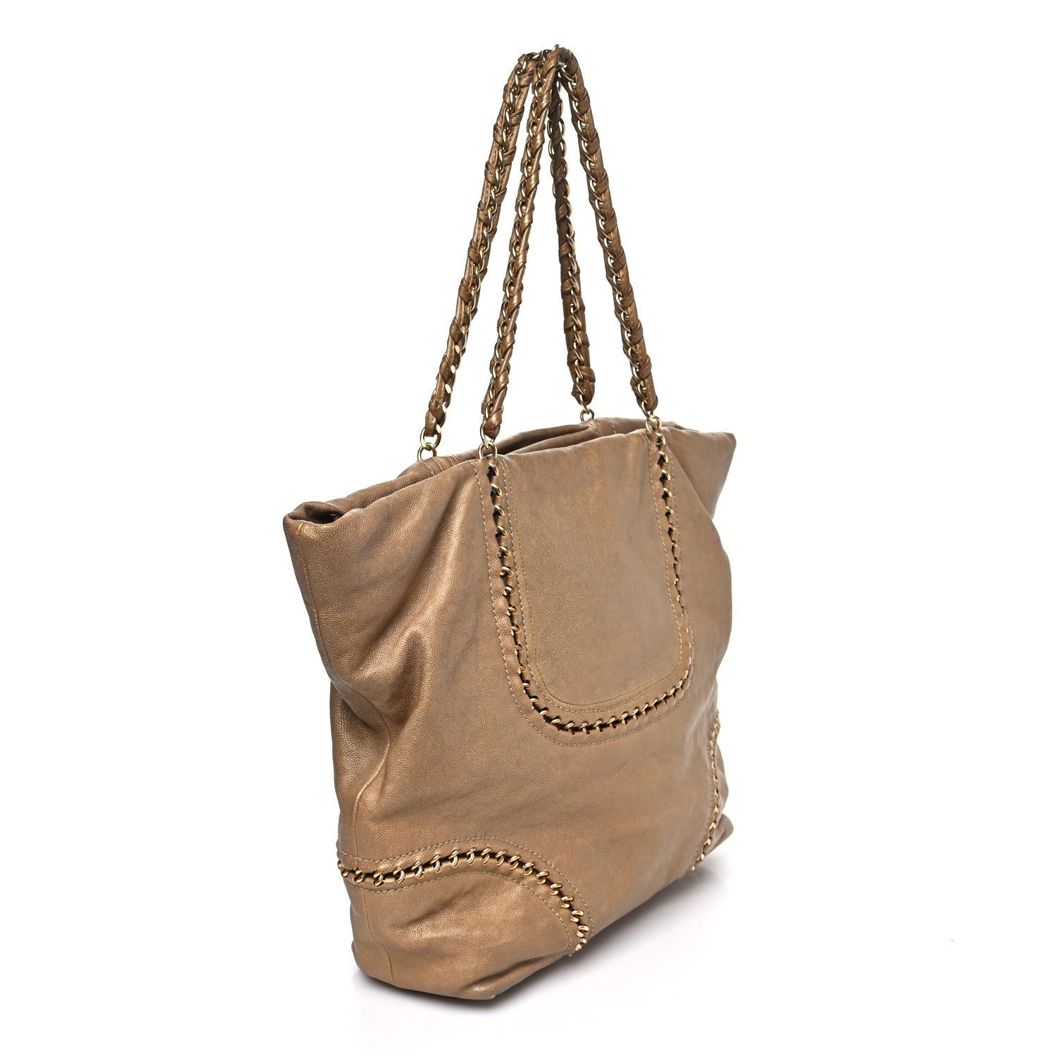 Chanel Metallic Calfskin Luxe Ligne Tote Gold 3 of 12
