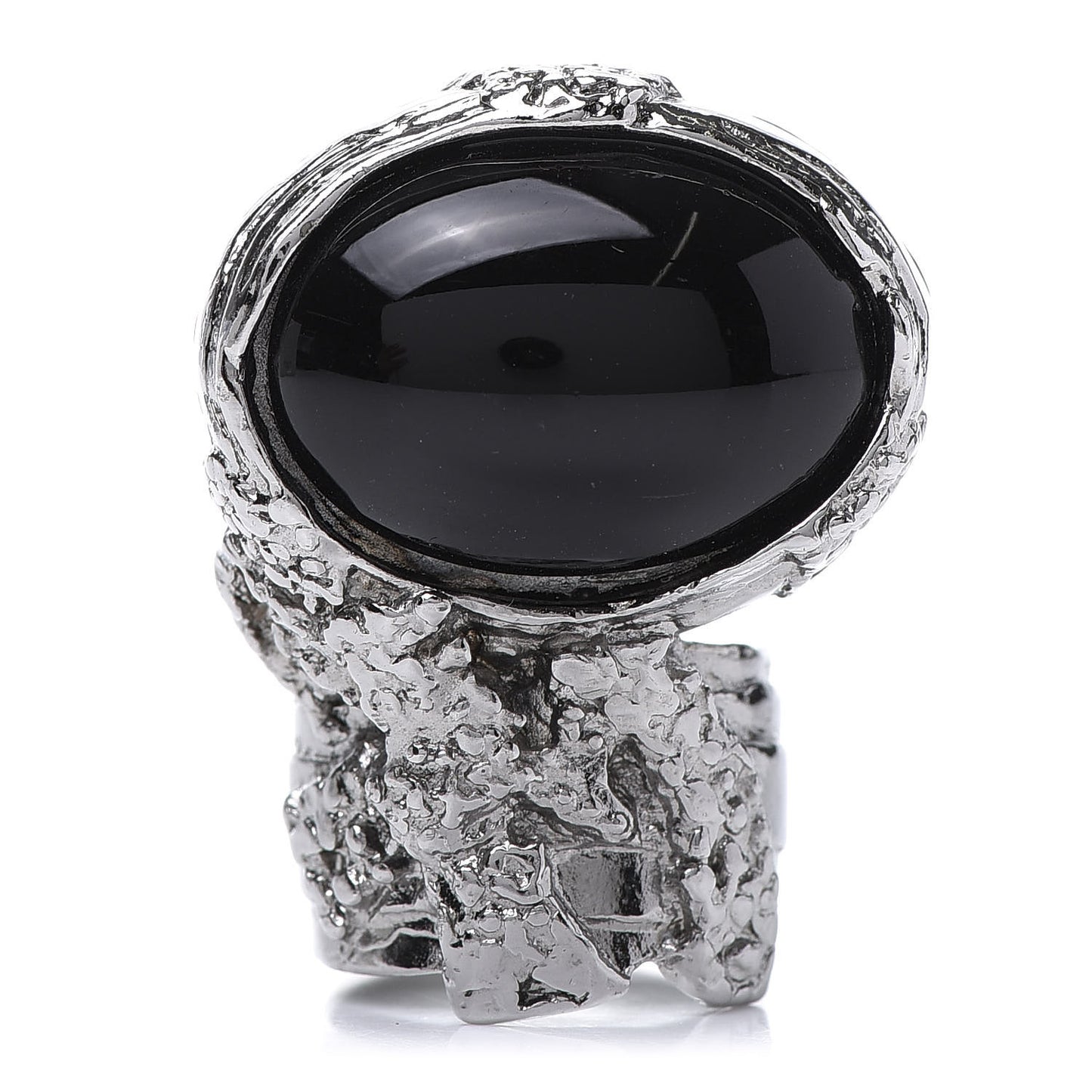 Glass Cabochon Gunmetal Arty Ovale Ring 6 Black