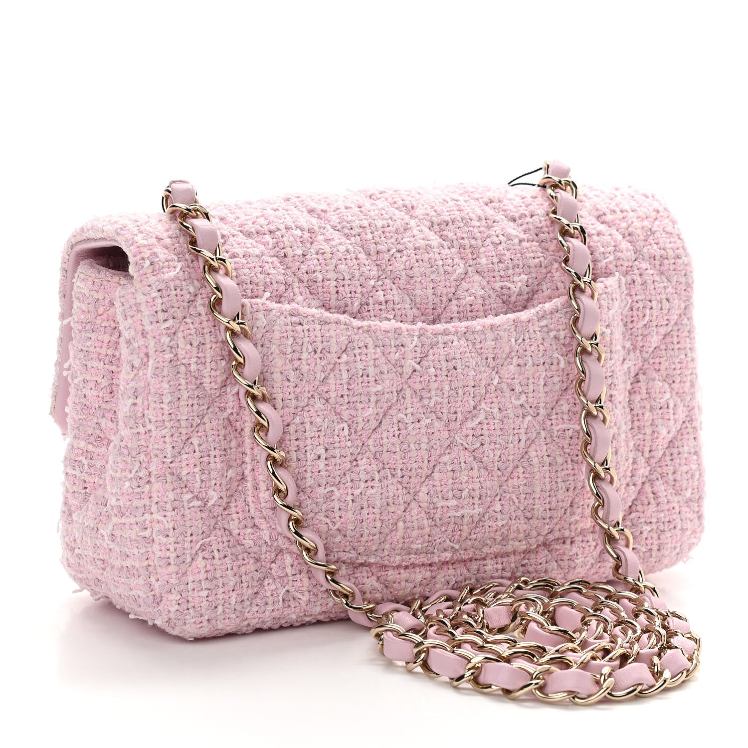 Chanel Tweed Quilted Mini Rectangular Flap Pink 3 of 11