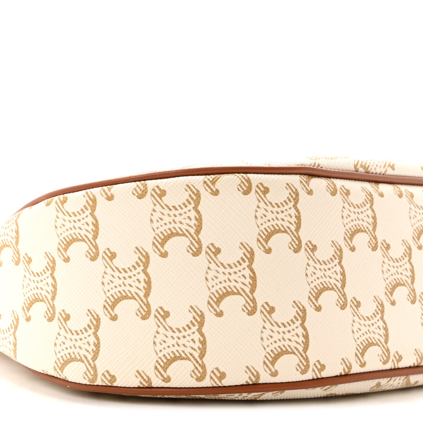 Canvas Calfskin Ava Triomphe Shoulder Bag White