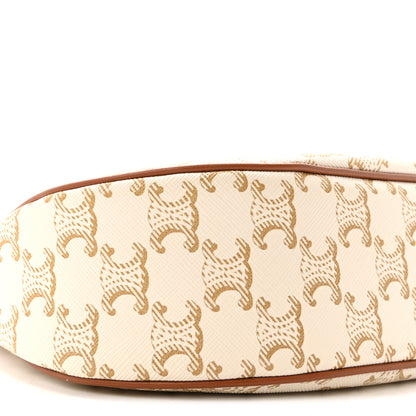 Celine Canvas Calfskin Ava Triomphe Shoulder Bag White 9 of 10