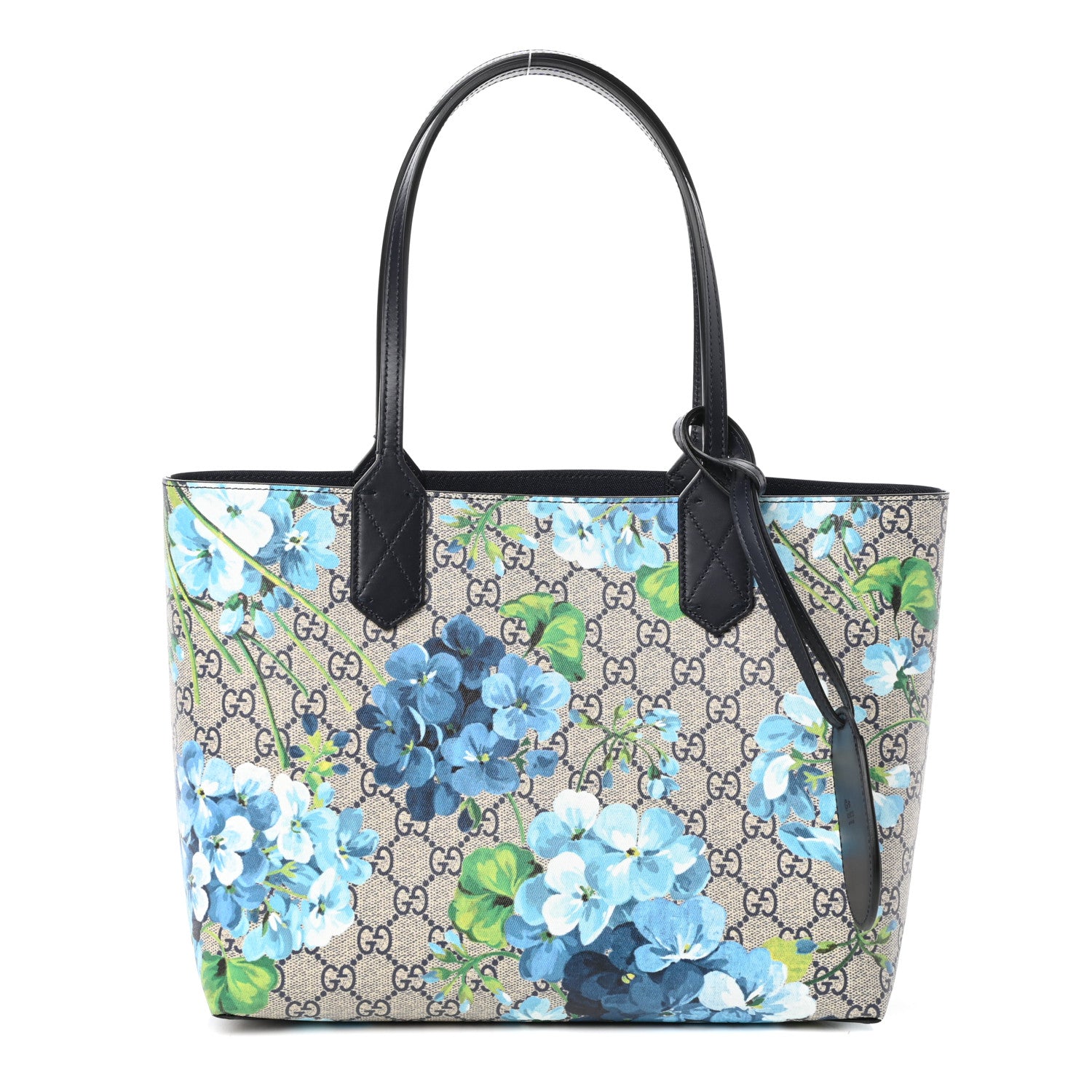 Gucci GG Supreme Monogram Blooms Small Reversible Tote Beige Blue Navy 1 of 14