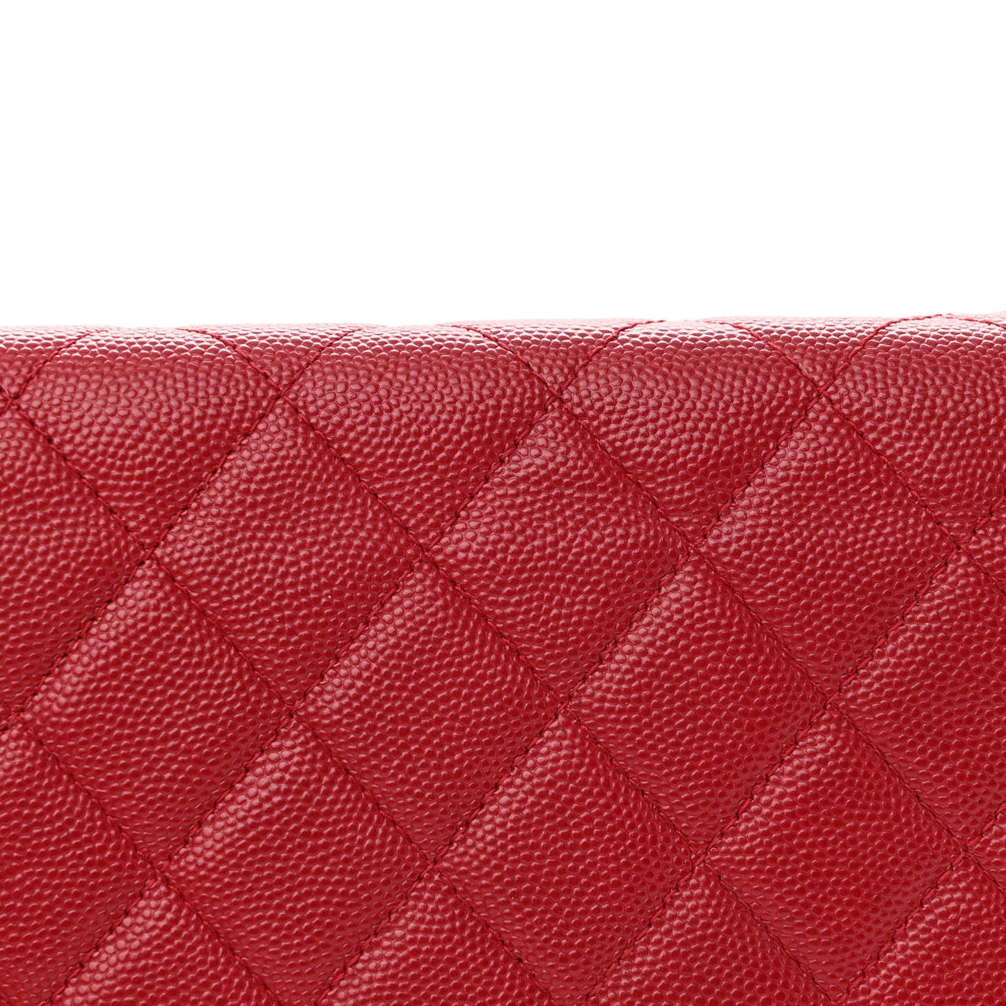 Caviar Quilted Square Wallet On Chain WOC Dark Red