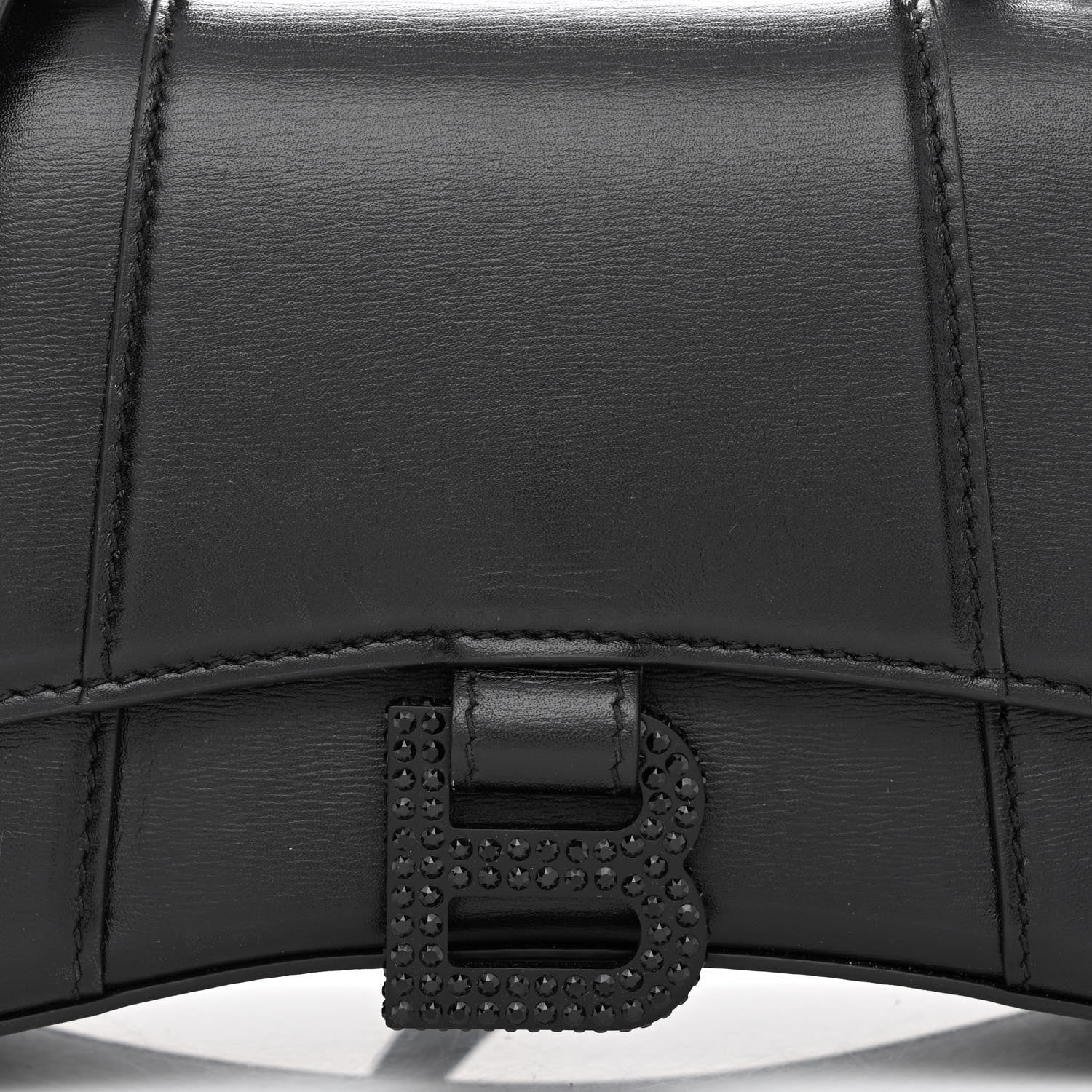 Balenciaga Shiny Box Calfskin Strass Hourglass Top Handle Bag XS Black 9 of 12