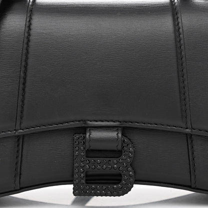 Balenciaga Shiny Box Calfskin Strass Hourglass Top Handle Bag XS Black 9 of 12