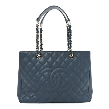 Chanel Caviar Quilted Grand Shopping Tote GST Dark Blue 1 of 10