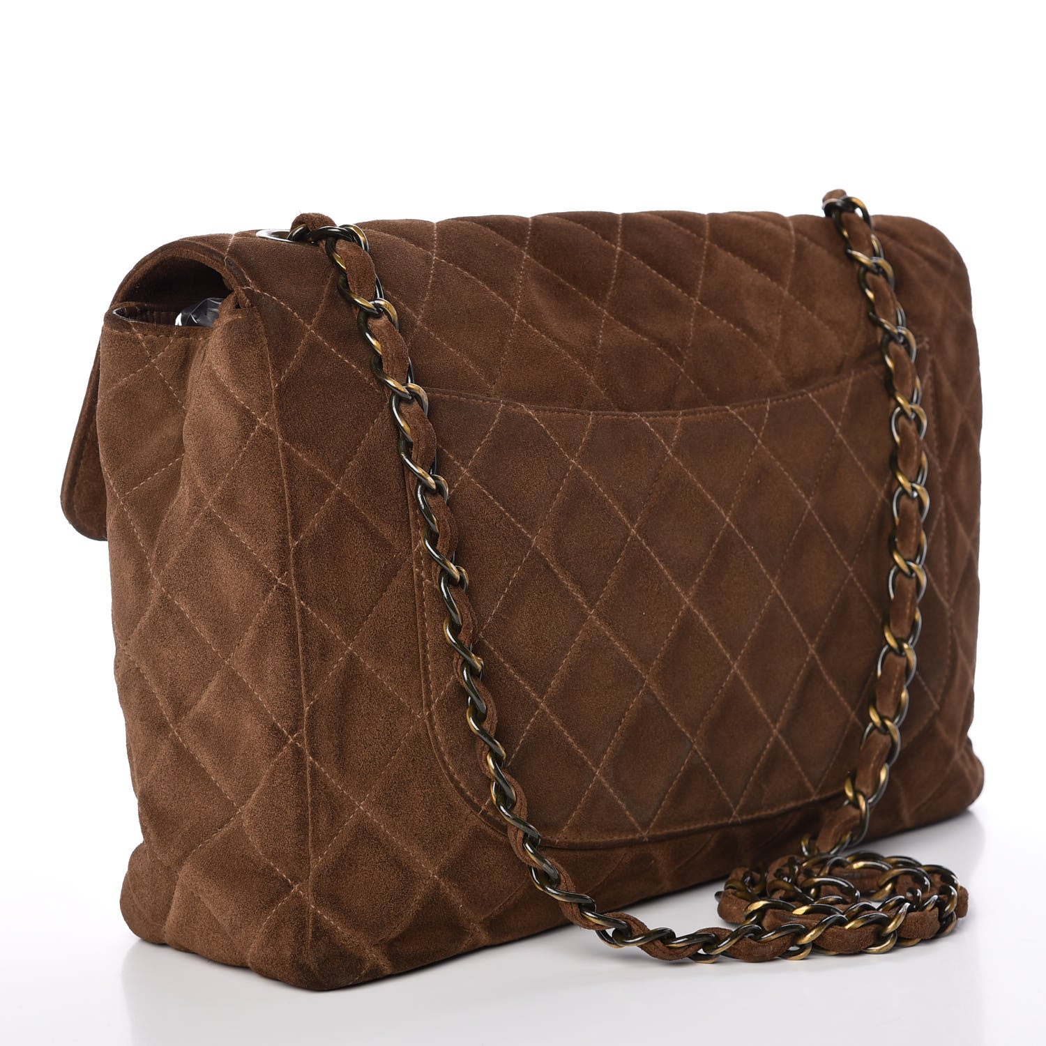 Chanel Suede Quilted Jumbo Single Flap Brown 3 of 21