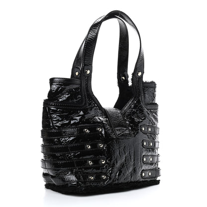 Jimmy Choo Patent Shearling Bree Tote Black 2 of 8