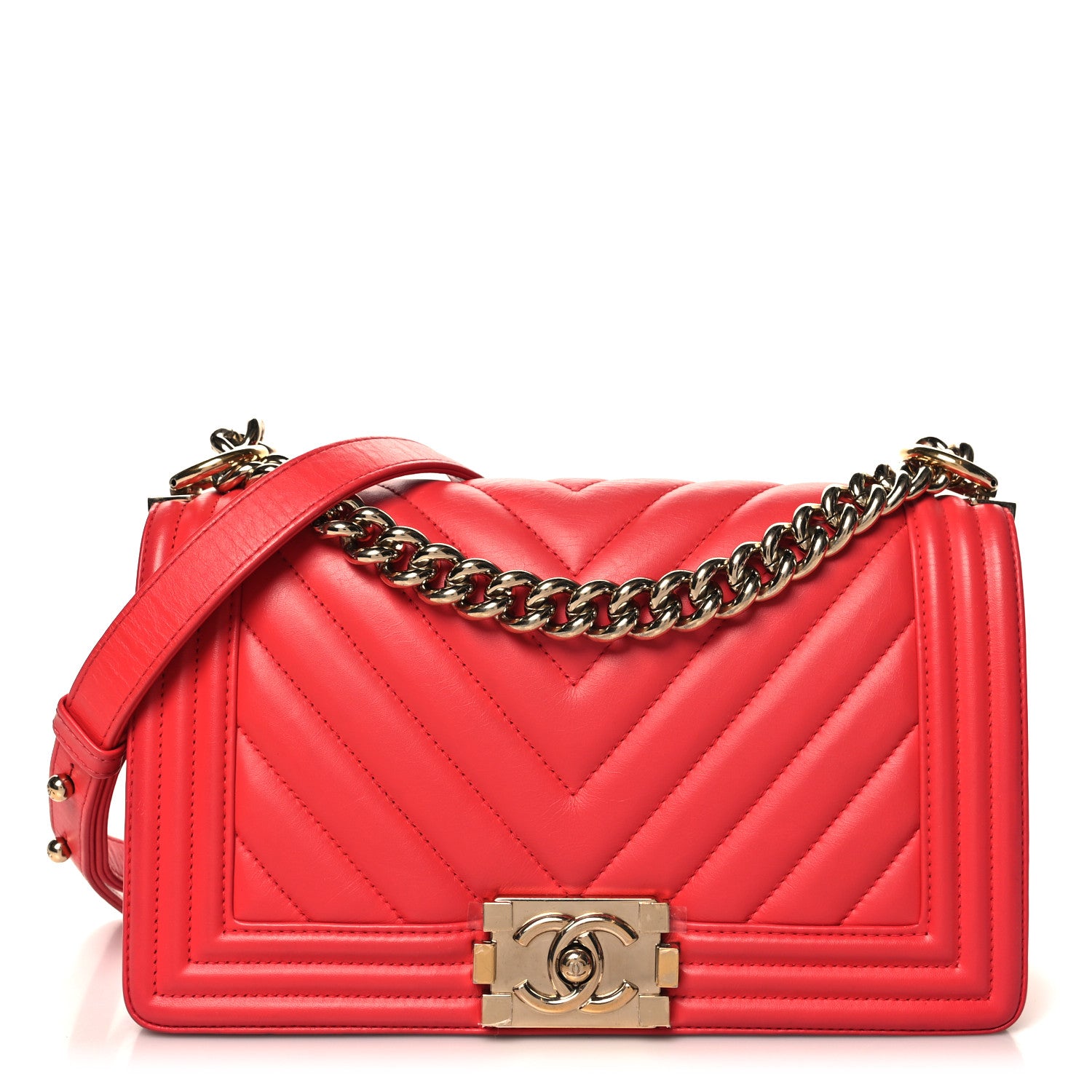 Chanel Lambskin Chevron Quilted Medium Boy Flap Pink 1 of 10