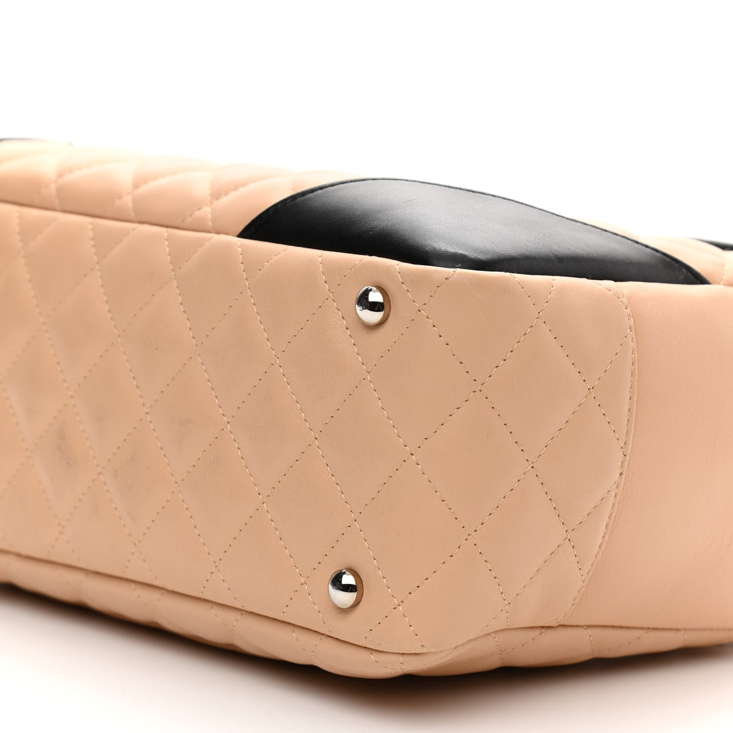 Calfskin Quilted Large Cambon Bowler Beige Black