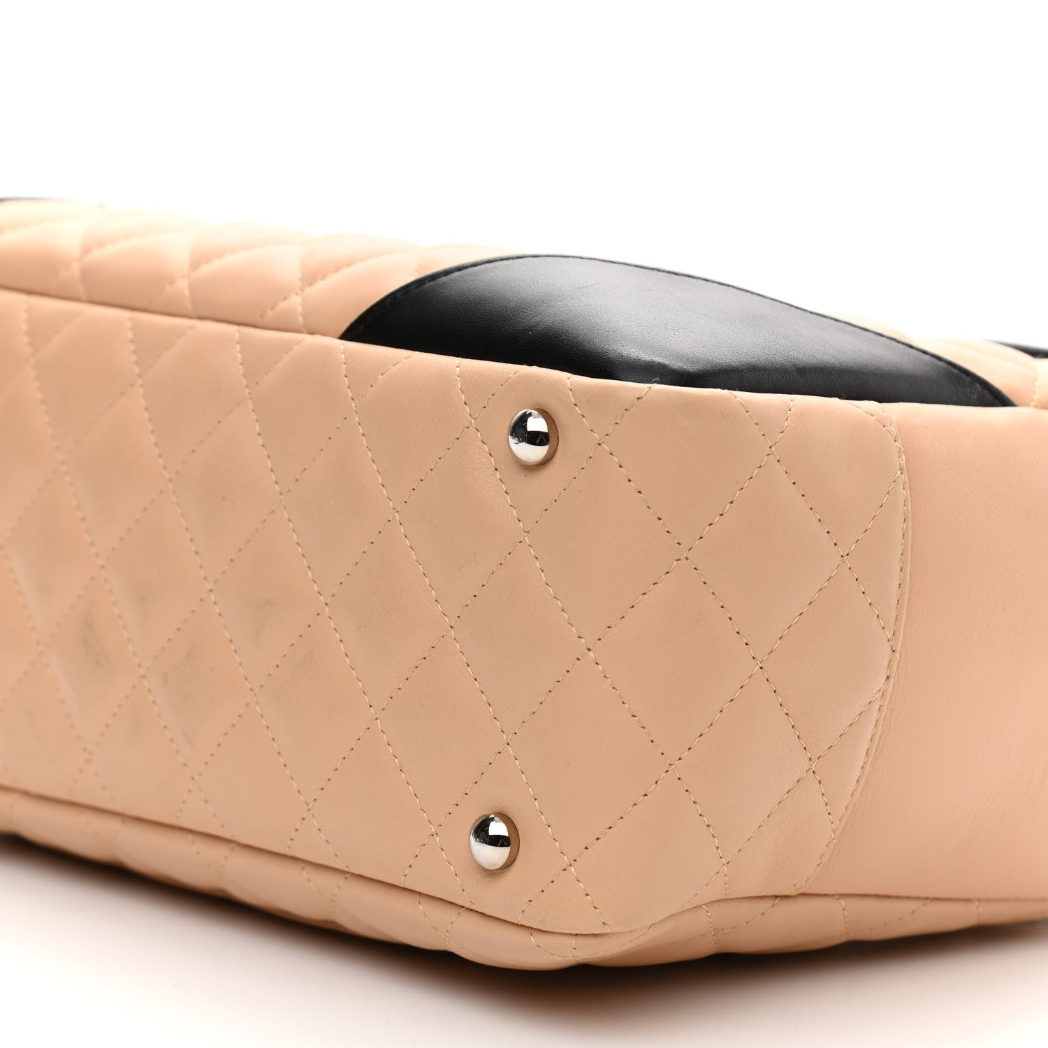 Chanel Calfskin Quilted Large Cambon Bowler Beige Black 11 of 12