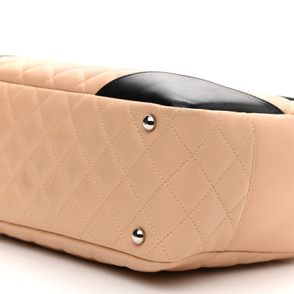 Chanel Calfskin Quilted Large Cambon Bowler Beige Black 11 of 12