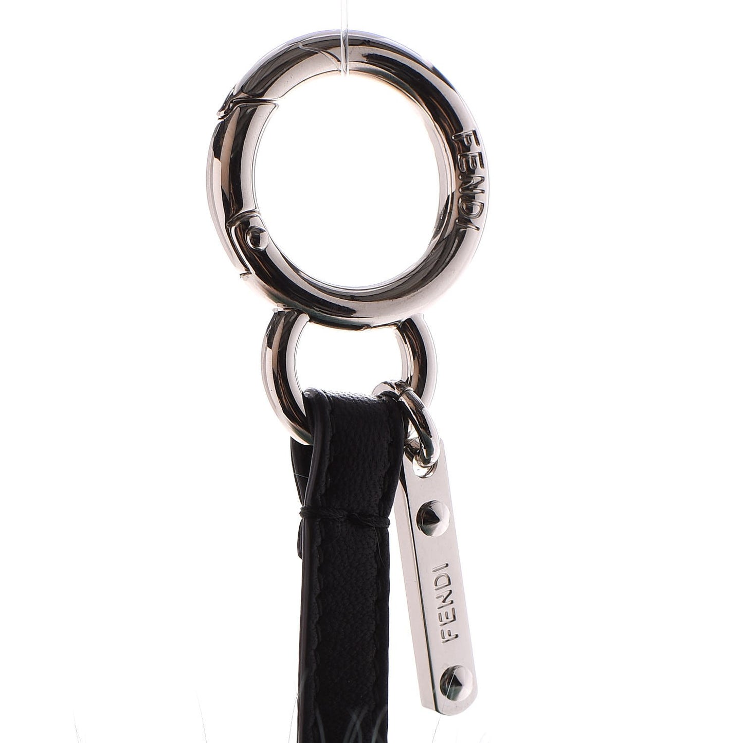 Fox Fur Shiny Nappa Rainbow Pom Pom Bag Charm Verde Multicolor Black