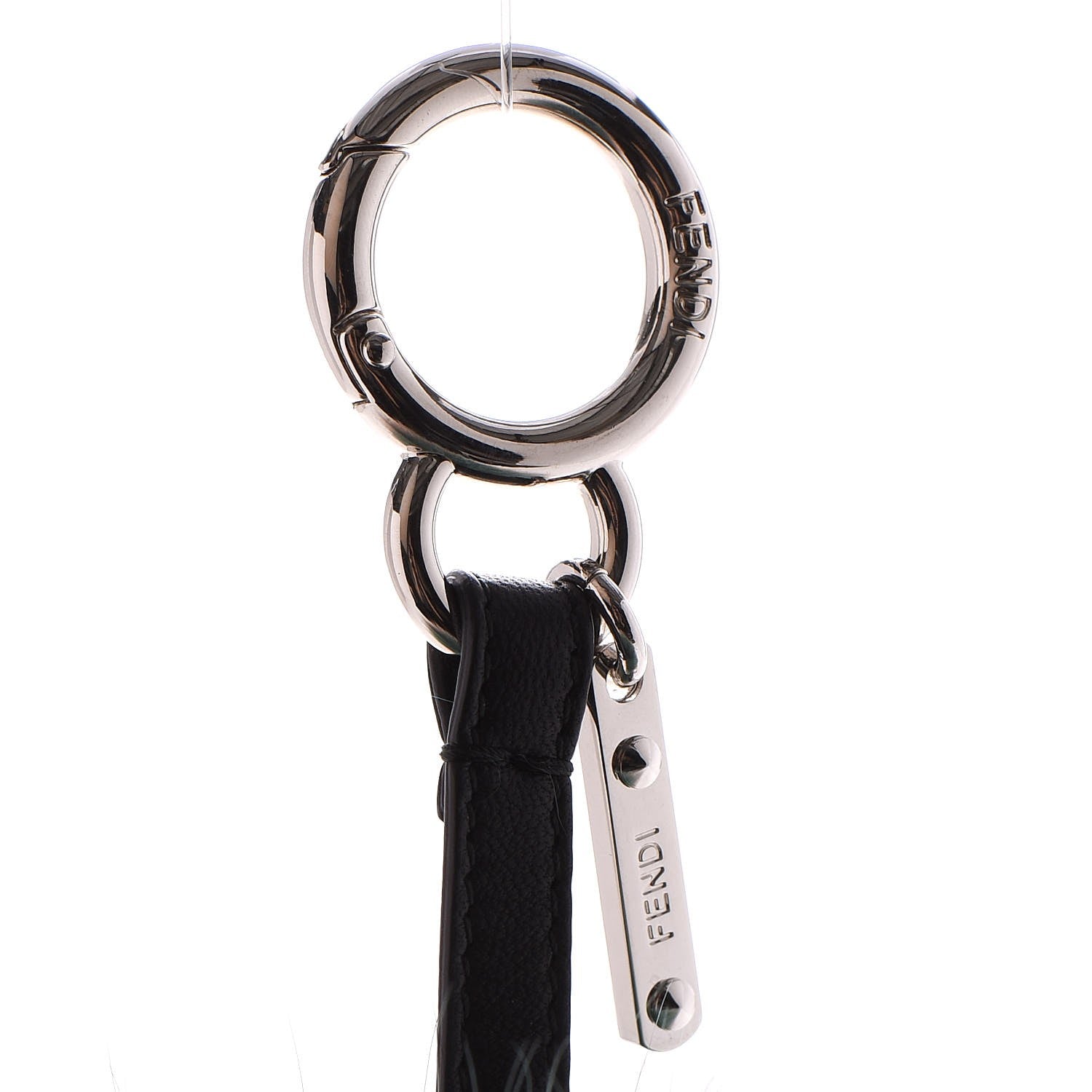 Fendi Fox Fur Shiny Nappa Rainbow Pom Pom Bag Charm Verde Multicolor Black 3 of 5