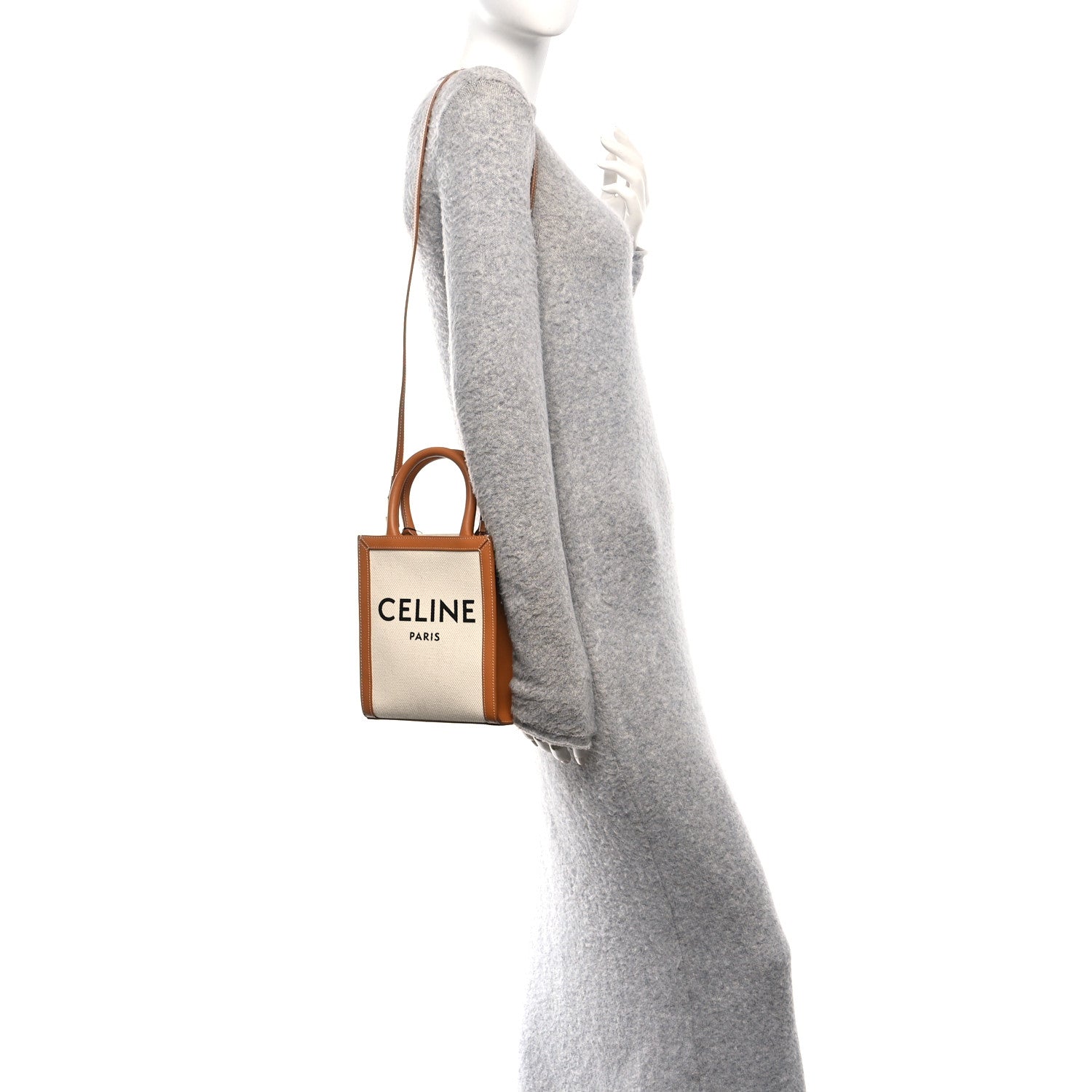 Celine Canvas Calfskin Mini Vertical Cabas Natural Tan 2 of 11