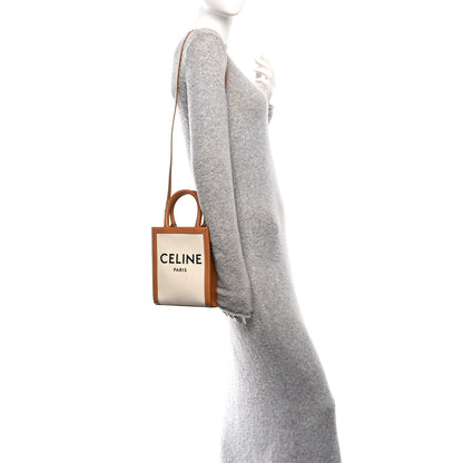 Celine Canvas Calfskin Mini Vertical Cabas Natural Tan 2 of 11