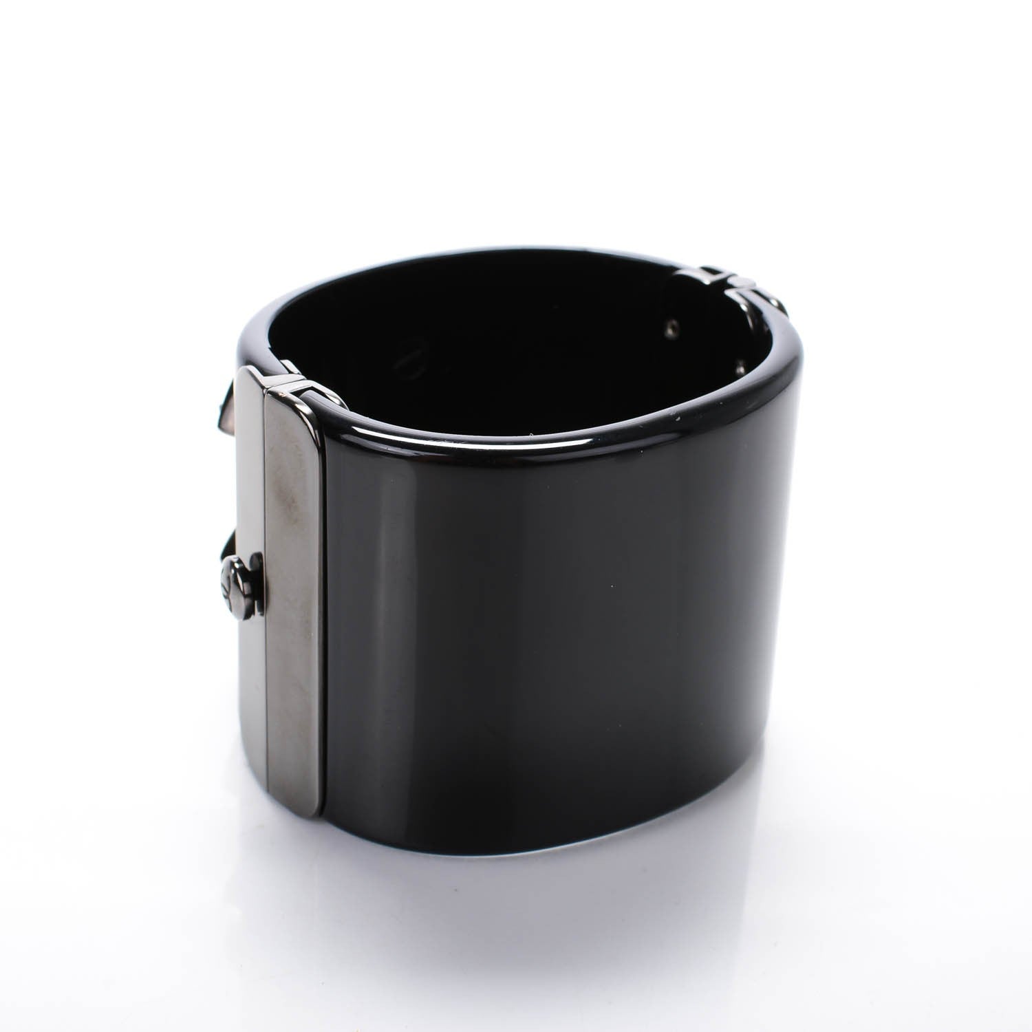 Chanel Resin Ruthenium Crystal CC Cuff Black 3 of 6