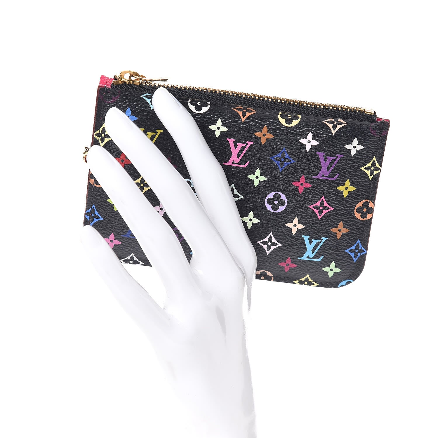Louis Vuitton Monogram Multicolor Key Pouch Black Grenade 2 of 9