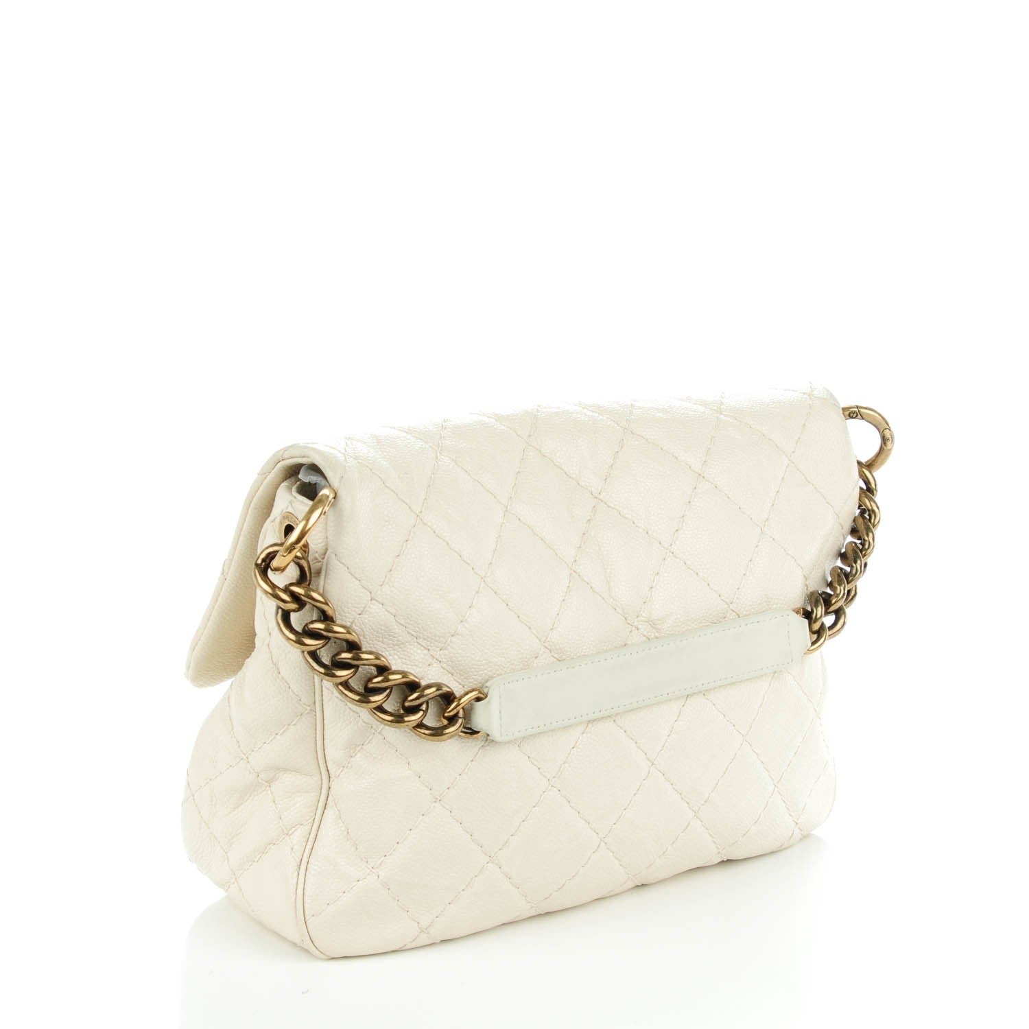 Chanel Crumpled Grained Calfskin Coco Pleats Messenger Flap Ivory 3 of 8