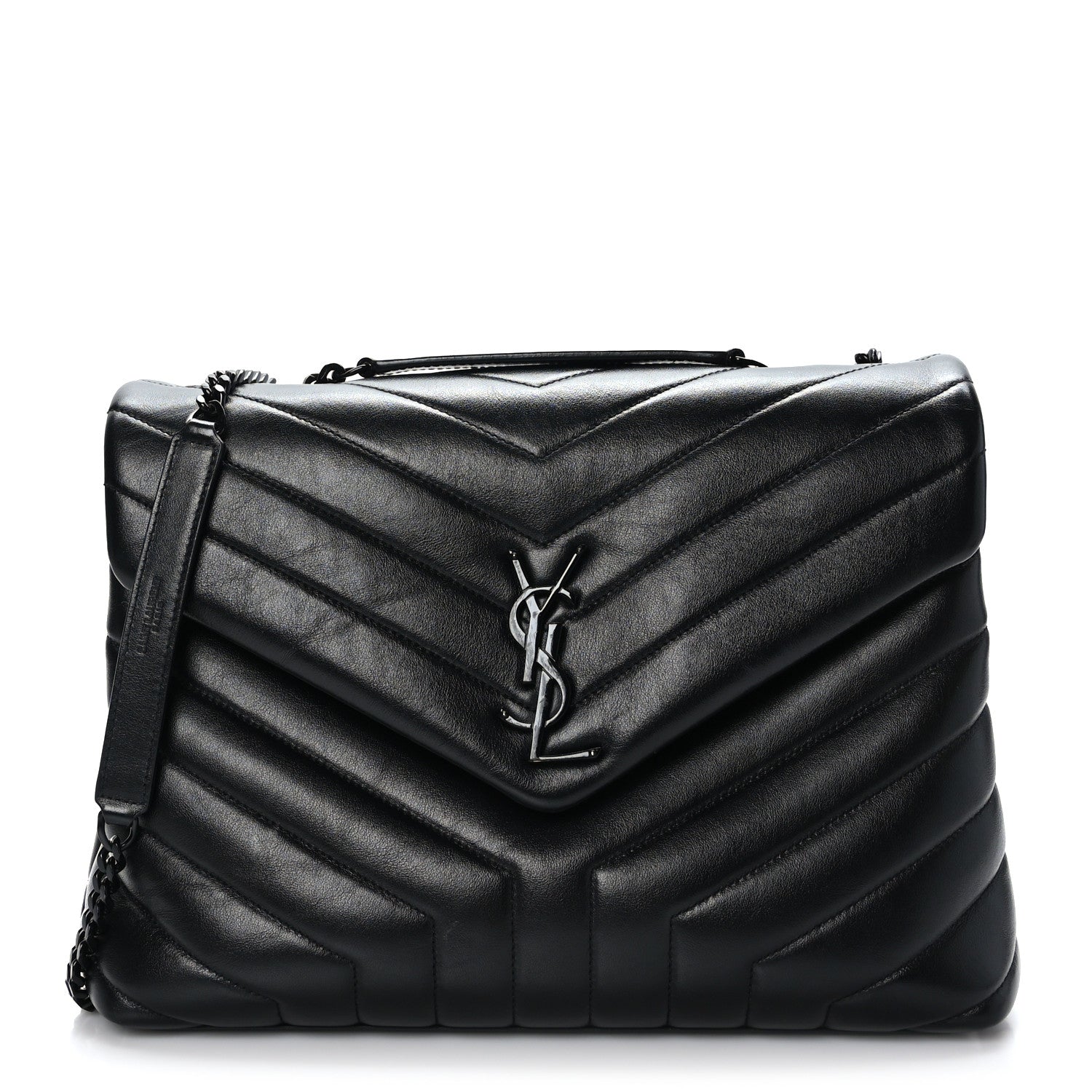 Saint Laurent Calfskin Y Quilted Monogram Monochrome Medium Loulou Chain Satchel Black 1 of 9